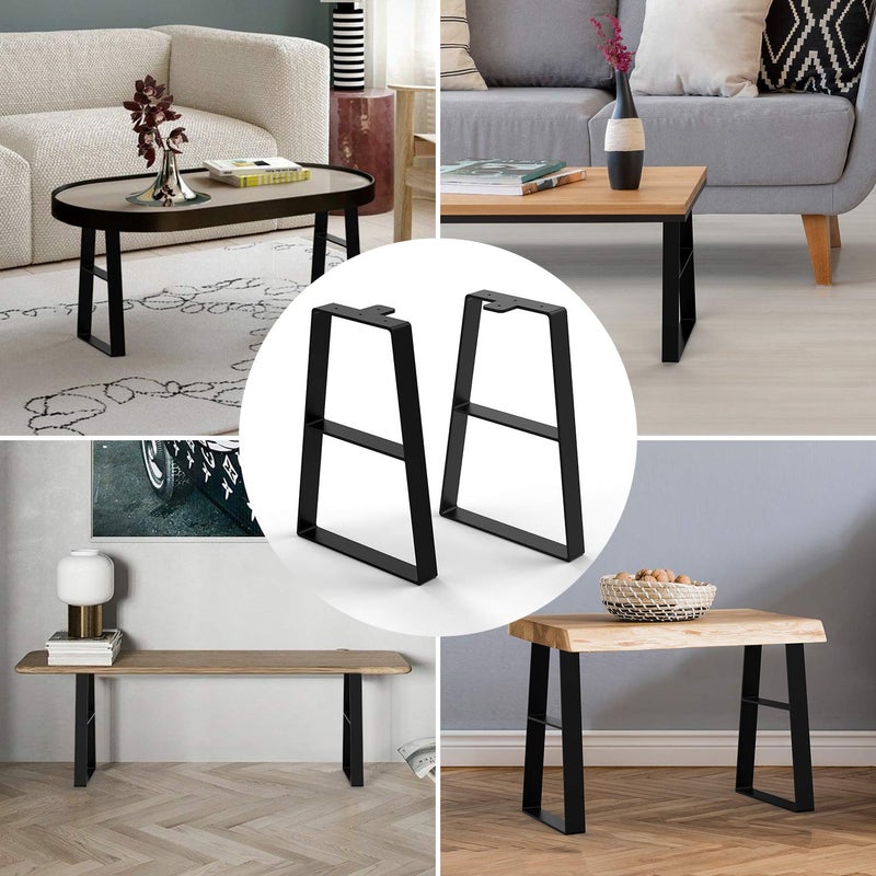 Orgerphy 16â€ Black Trapezoid Metal Bench Legs (2PCS) | Heavy Duty Furniture Legs for Bench| Mertal Table Legs| Screws and 4pcs Rubber Floor Protectors | Mid Century Modern Desk Legs Furniture Legs - Image 4